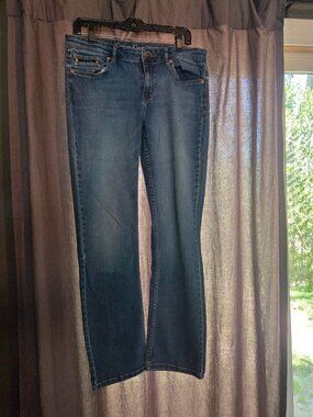 Calvin Klein Women Straight Leg Mid Rise Denim Blue Jean Sz 32x32